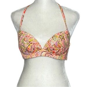 New Victoria's Secret Angel Convertible Bikini Top Orange Floral Pattern…